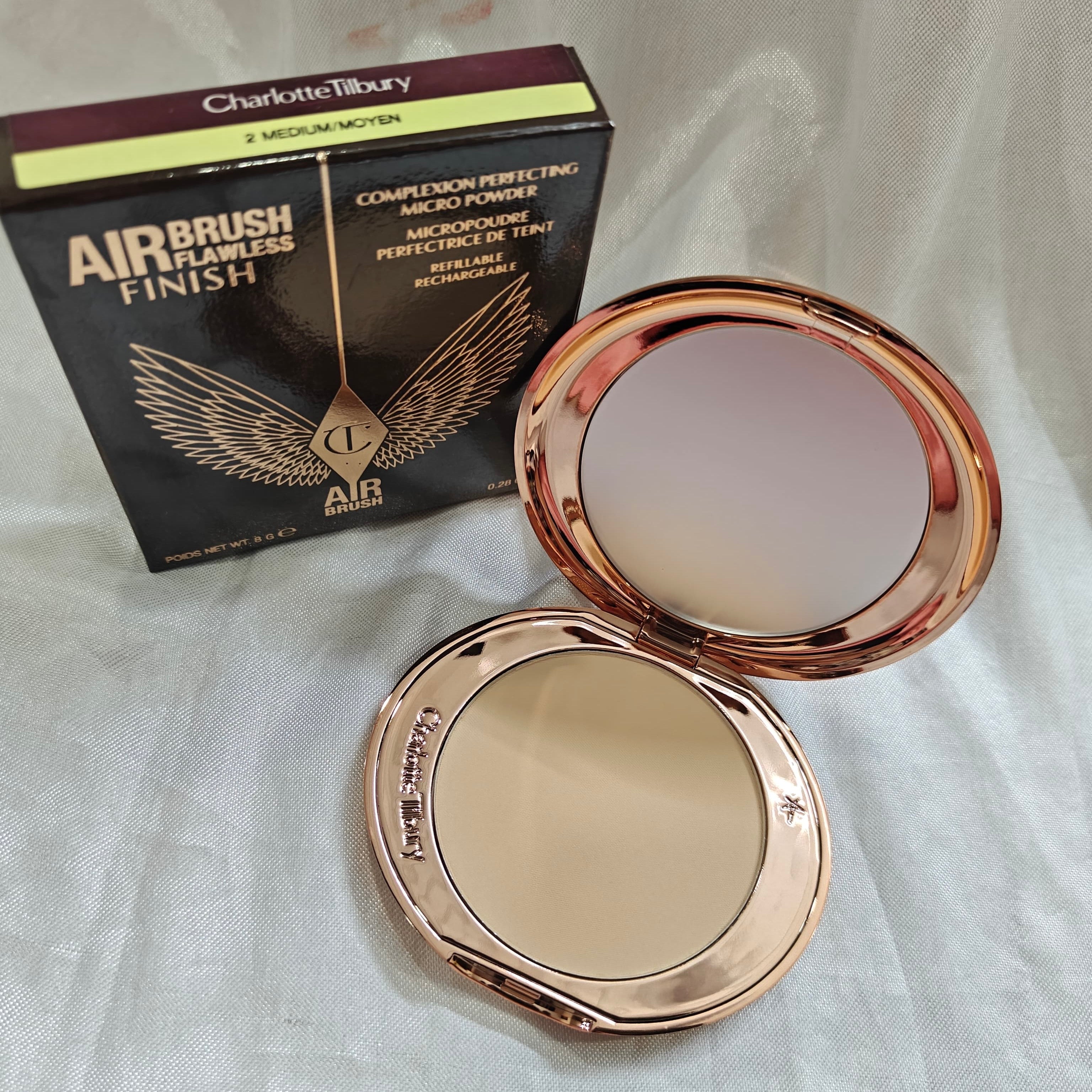 Charlotte Tilbury Airbrush Flawless Finish Powder Compact | Full size | Shade Medium | Size 8gm