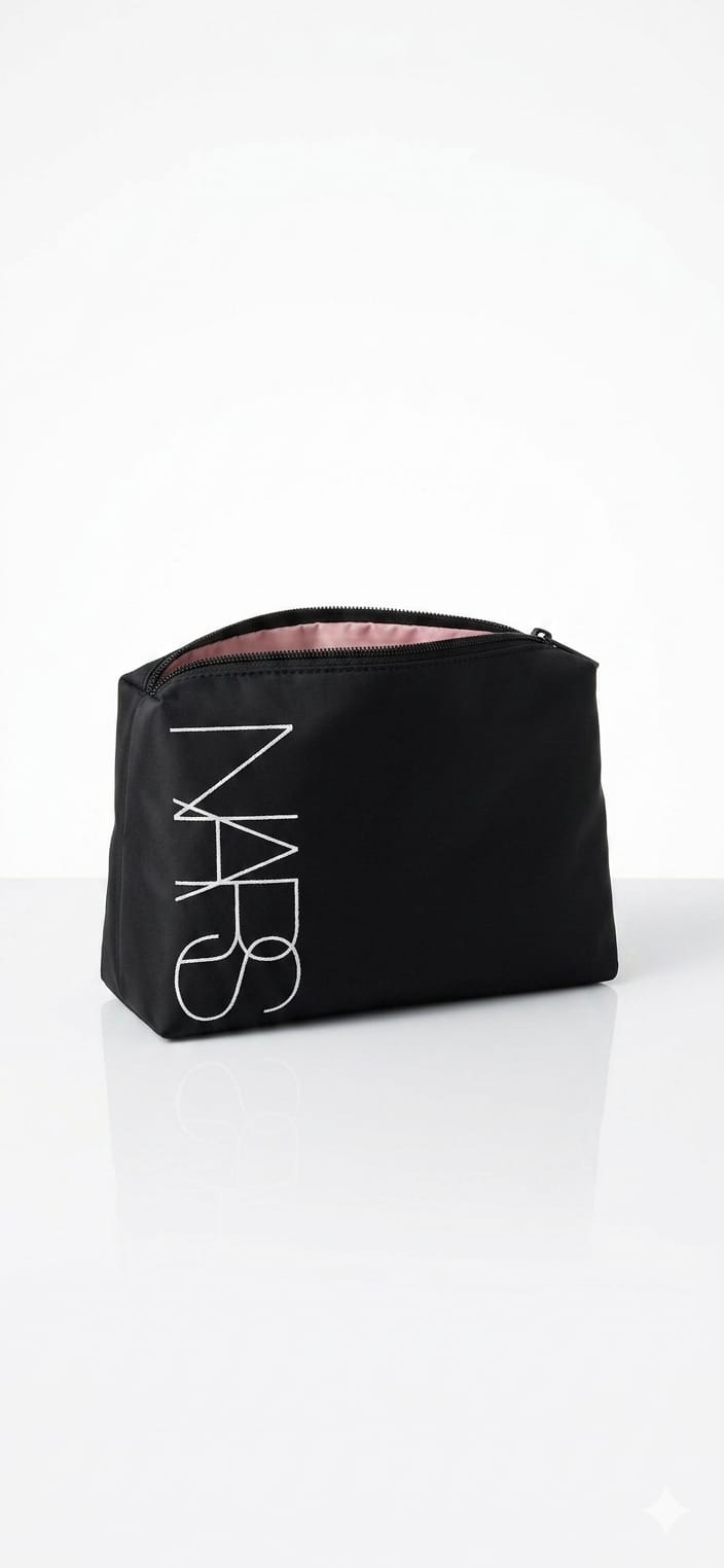 NARS Minimalist Onyx Travel Makeup Pouch with Blush Pink Interior